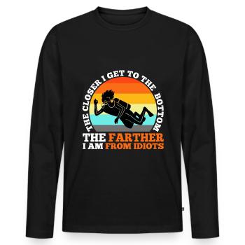 The closer i get to the bottom the farther i am fr - Men's Premium Organic Long Sleeve Shirt - black - Front - Nico (187cm)