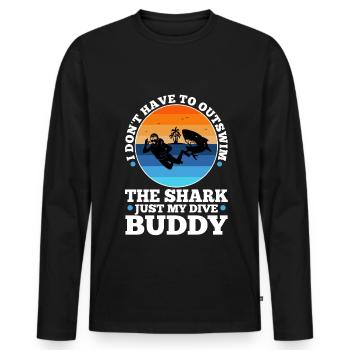 I don't have to outswim the shark my dive buddy - Männer Premium Bio Langarmshirt - Schwarz - Vorne - Nico (187cm)