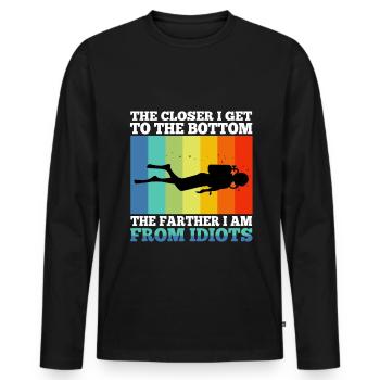 The closer i get to the bottom the farther i am fr - Männer Premium Bio Langarmshirt - Schwarz - Vorne - Nico (187cm)