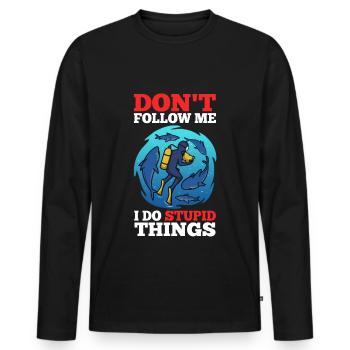 Ne me suivez pas, je fais des choses stupides, Skuba Diving - T-shirt manches longues Premium bio Homme - noir - Devant - Nico (187cm)