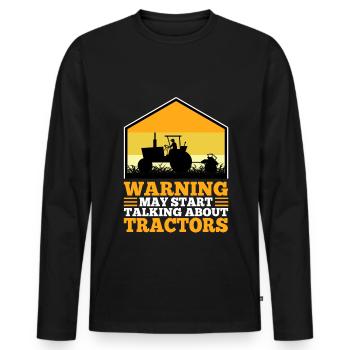 Warning may start talking about tractors - Men's Premium Organic Long Sleeve Shirt - black - Front - Nico (187cm)