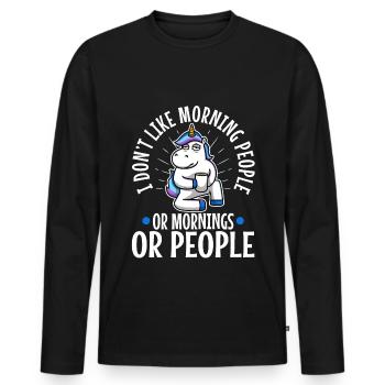 Ich hasse Morgenmenschen - Männer Premium Bio Langarmshirt - Schwarz - Vorne - Nico (187cm)