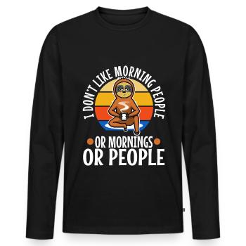 I hate morning people - Men's Premium Organic Long Sleeve Shirt - black - Front - Nico (187cm)