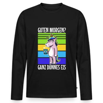 Guten morgen ganz dünnes eis - Männer Premium Bio Langarmshirt - Schwarz - Vorne - Nico (187cm)