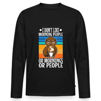 I hate morning people - Men's Premium Organic Long Sleeve Shirt - black - Front - Nico (187cm)