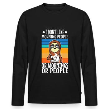 I hate morning people - Men's Premium Organic Long Sleeve Shirt - black - Front - Nico (187cm)