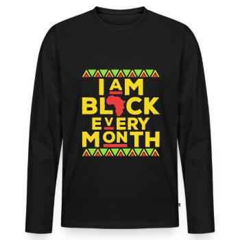 Dans le noir tous les mois - T-shirt manches longues Premium bio Homme - noir - Devant - Nico (187cm)