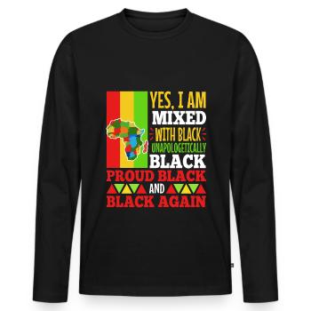Oui je suis mélangé avec du noir - T-shirt manches longues Premium bio Homme - noir - Devant - Nico (187cm)
