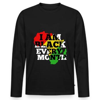 Dans le noir tous les mois - T-shirt manches longues Premium bio Homme - noir - Devant - Nico (187cm)