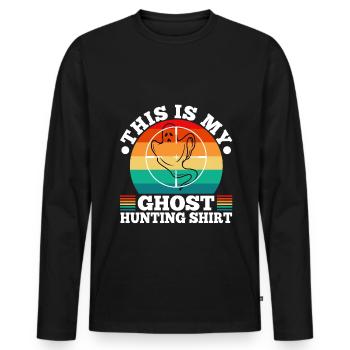This is my ghost hunting shirt - Männer Premium Bio Langarmshirt - Schwarz - Vorne - Nico (187cm)