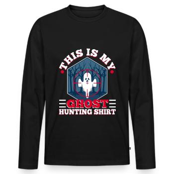 This is my ghost hunting shirt - Männer Premium Bio Langarmshirt - Schwarz - Vorne - Nico (187cm)