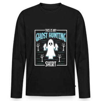 This is my ghost hunting shirt - Männer Premium Bio Langarmshirt - Schwarz - Vorne - Nico (187cm)