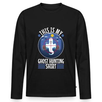 This is my ghost hunting shirt - Männer Premium Bio Langarmshirt - Schwarz - Vorne - Nico (187cm)