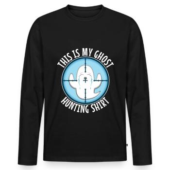 This is my ghost hunting shirt - Männer Premium Bio Langarmshirt - Schwarz - Vorne - Nico (187cm)
