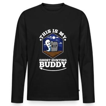 C’est mon copain de chasse aux fantômes - T-shirt manches longues Premium bio Homme - noir - Devant - Nico (187cm)