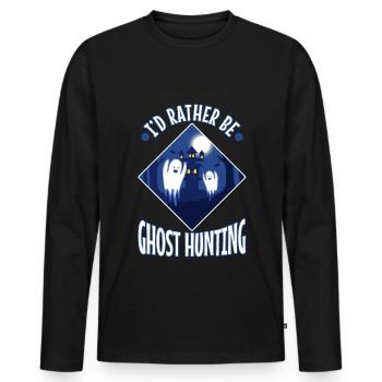 I'd Rather Be Ghost Hunting - Männer Premium Bio Langarmshirt - Schwarz - Vorne - Nico (187cm)