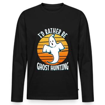 I'd Rather Be Ghost Hunting - Männer Premium Bio Langarmshirt - Schwarz - Vorne - Nico (187cm)