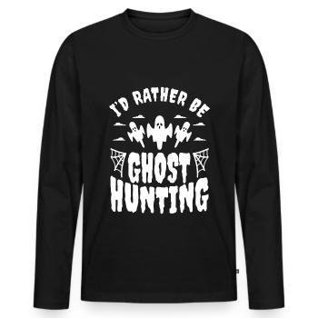 I'd Rather Be Ghost Hunting - Männer Premium Bio Langarmshirt - Schwarz - Vorne - Nico (187cm)