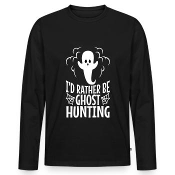 I'd Rather Be Ghost Hunting - Männer Premium Bio Langarmshirt - Schwarz - Vorne - Nico (187cm)