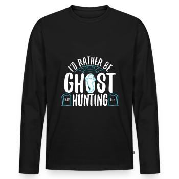 I'd Rather Be Ghost Hunting - Männer Premium Bio Langarmshirt - Schwarz - Vorne - Nico (187cm)
