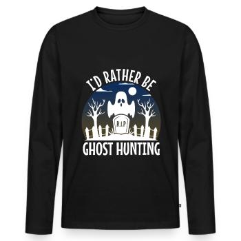 I'd Rather Be Ghost Hunting - Männer Premium Bio Langarmshirt - Schwarz - Vorne - Nico (187cm)