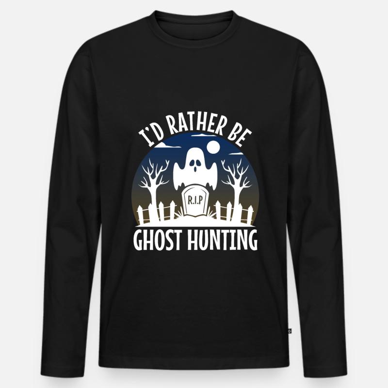 I'd Rather Be Ghost Hunting - Männer Premium Bio Langarmshirt - Schwarz