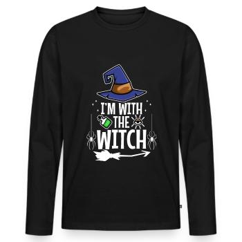 Je suis avec la sorcière - T-shirt manches longues Premium bio Homme - noir - Devant - Nico (187cm)