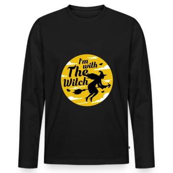Je suis avec la sorcière - T-shirt manches longues Premium bio Homme - noir - Devant - Nico (187cm)