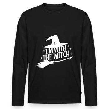 Je suis avec la sorcière - T-shirt manches longues Premium bio Homme - noir - Devant - Nico (187cm)