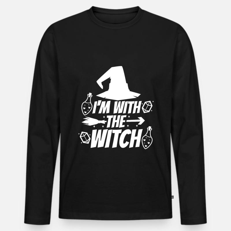 I'm With The Witch - Männer Premium Bio Langarmshirt - Schwarz
