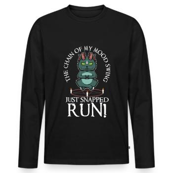 La chaîne sur mon swing d’humeur vient de claquer la course - T-shirt manches longues Premium bio Homme - noir - Devant - Nico (187cm)