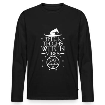 Thick Thighs Witch Vibes - Men's Premium Organic Long Sleeve Shirt - black - Front - Nico (187cm)