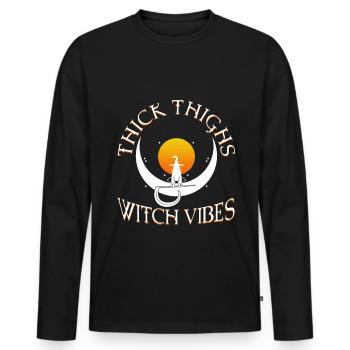Thick Thighs Witch Vibes - Men's Premium Organic Long Sleeve Shirt - black - Front - Nico (187cm)