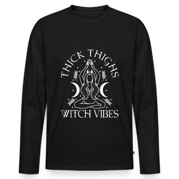 Thick Thighs Witch Vibes - Men's Premium Organic Long Sleeve Shirt - black - Front - Nico (187cm)