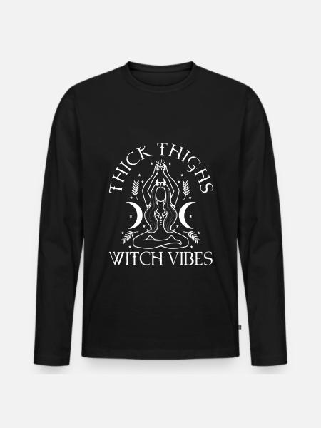 Thick Thighs Witch Vibes - Men's Premium Organic Long Sleeve Shirt - black