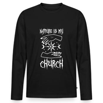 Nature Is My Church - Männer Premium Bio Langarmshirt - Schwarz - Vorne - Nico (187cm)
