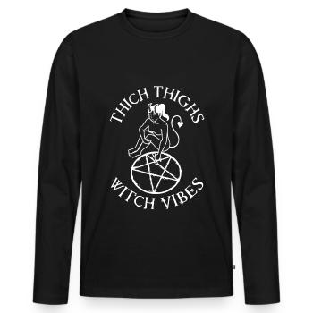 Thick Thighs Witch Vibes - Men's Premium Organic Long Sleeve Shirt - black - Front - Nico (187cm)