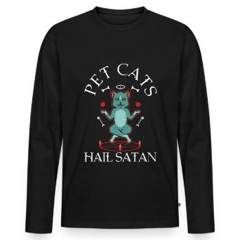 Les chats de compagnie saluent Satan - T-shirt manches longues Premium bio Homme - noir - Devant - Nico (187cm)