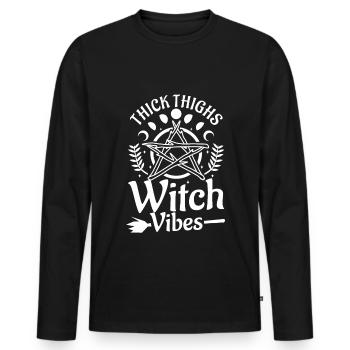 Thick Thighs Witch Vibes - Men's Premium Organic Long Sleeve Shirt - black - Front - Nico (187cm)