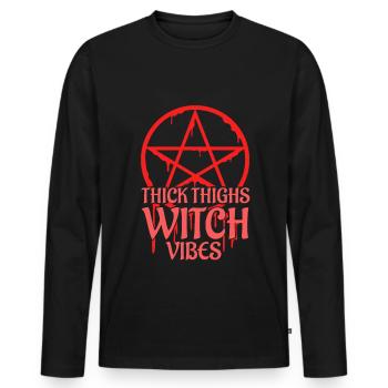 Thick Thighs Witch Vibes - Men's Premium Organic Long Sleeve Shirt - black - Front - Nico (187cm)