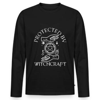 Protégé par la sorcellerie - T-shirt manches longues Premium bio Homme - noir - Devant - Nico (187cm)