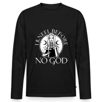 I Kneel Before No God, saten goat - Männer Premium Bio Langarmshirt - Schwarz - Vorne - Nico (187cm)