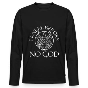 I Kneel Before No God, saten goat - Männer Premium Bio Langarmshirt - Schwarz - Vorne - Nico (187cm)