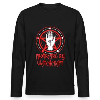 Protégé par la sorcellerie - T-shirt manches longues Premium bio Homme - noir - Devant - Nico (187cm)