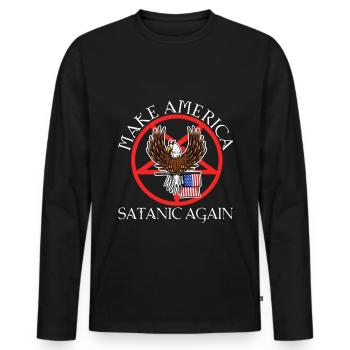 Make America Satanic Again - Men's Premium Organic Long Sleeve Shirt - black - Front - Nico (187cm)
