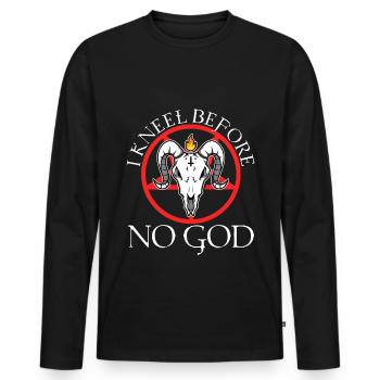 I Kneel Before No God, saten goat - Männer Premium Bio Langarmshirt - Schwarz - Vorne - Nico (187cm)