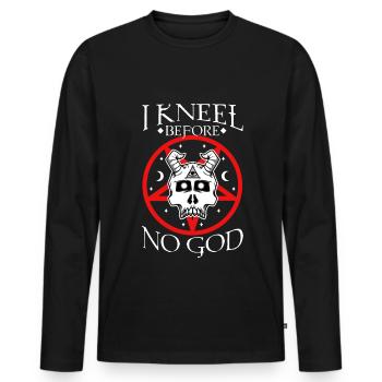 I Kneel Before No God, saten goat - Männer Premium Bio Langarmshirt - Schwarz - Vorne - Nico (187cm)