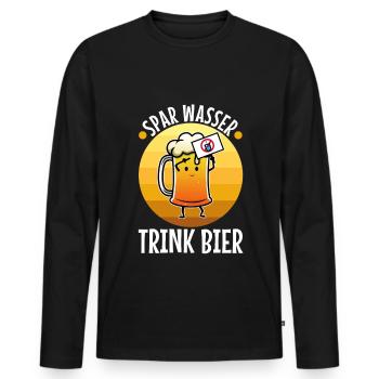Spar wasser trink Bier - Männer Premium Bio Langarmshirt - Schwarz - Vorne - Nico (187cm)