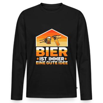 Bier ist immer eine gute idee - Männer Premium Bio Langarmshirt - Schwarz - Vorne - Nico (187cm)