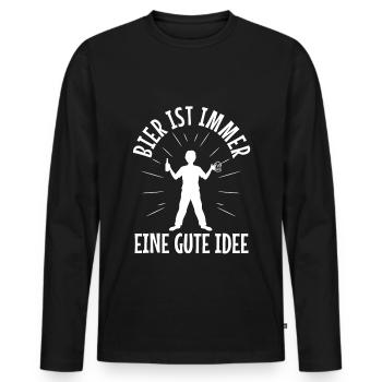 Bier ist immer eine gute idee - Männer Premium Bio Langarmshirt - Schwarz - Vorne - Nico (187cm)